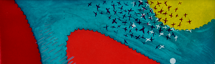 A detail from Judy Youngblood's "Unexpected Moon," a color etching published in 2017.