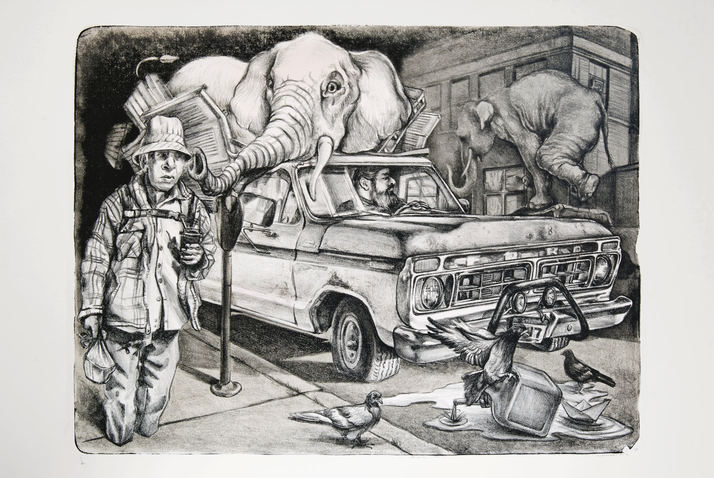 Francisco Delgado  •  "American Graffiti-White Elephant"
